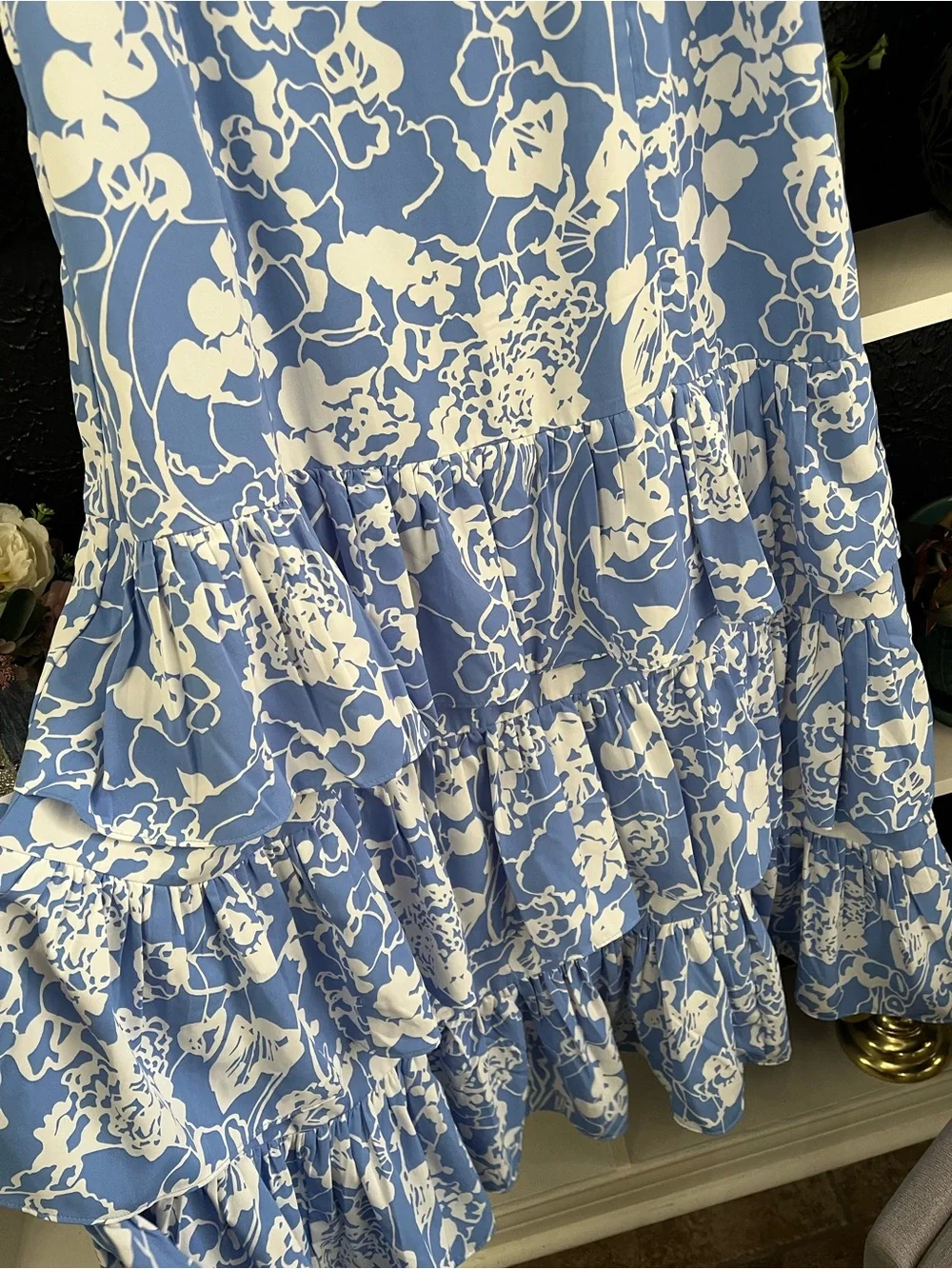 Abercrombie & Fitch Blue and White Floral Maxi Dress